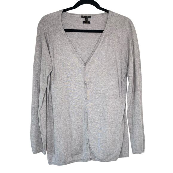 Massimo Dutti Gray Silk Cotton Blend Button Up Cardigan XL - Picture 1 of 10